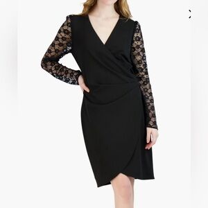 Lace Long Sleeve Faux Wrap Cocktail Dress
Donna Ricco 4 gown black lace floral